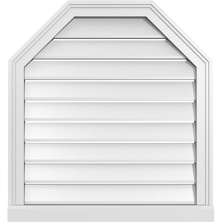 Ekena Millwork Octagonal Top Surface Mount PVC Gable Vent w/ 2"W x 2"P Brickmould Sill Frame, 26"W x 28"H GVPOT26X2803SF